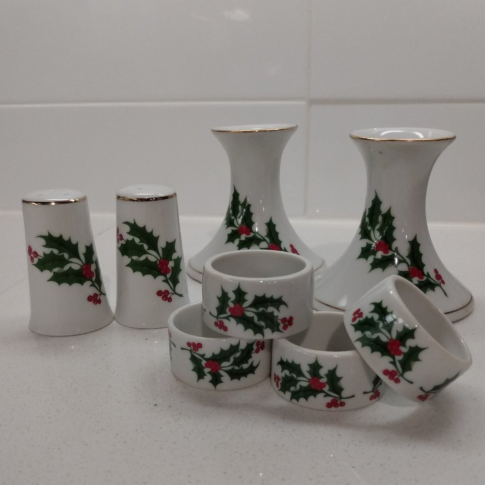 Vintage Porcelain Macys Christmas Set! 14 Items!